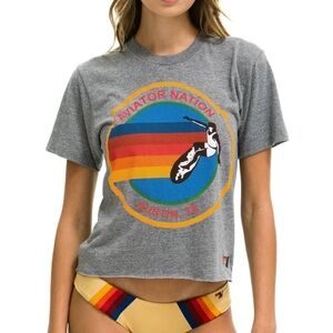 AVIATOR NATION AUSTIN BOYFRIEND TEE - HEATHER GREY